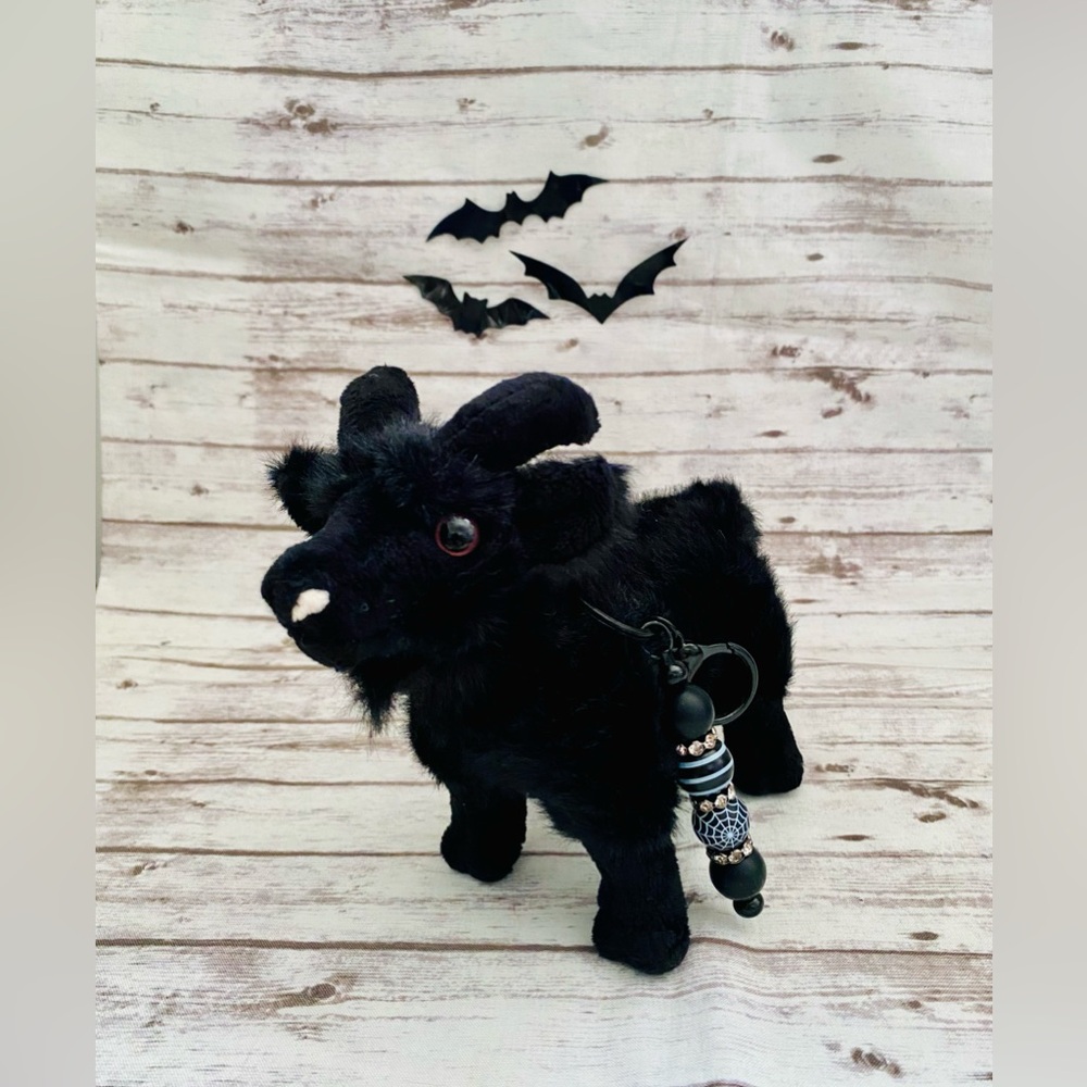 Gothic Plush Black Goat Darkness Creature Keychain Bag Clip